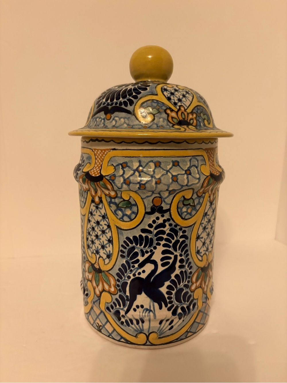 Signed Talavera, Mexico, urn, ginger jar
